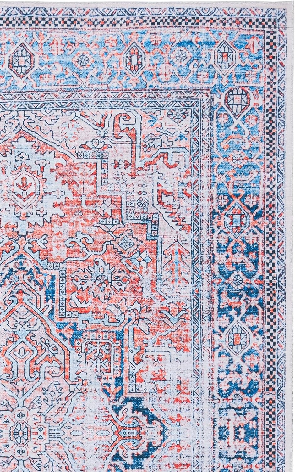 image:imageSafavieh Washable Rug Arizona Collection 8 x 10 Rust amp Grey Slip Resistant amp Easy to Clean Ideal for Living Room Bedroom Home Office Dining Space ARZ223QRustNavy