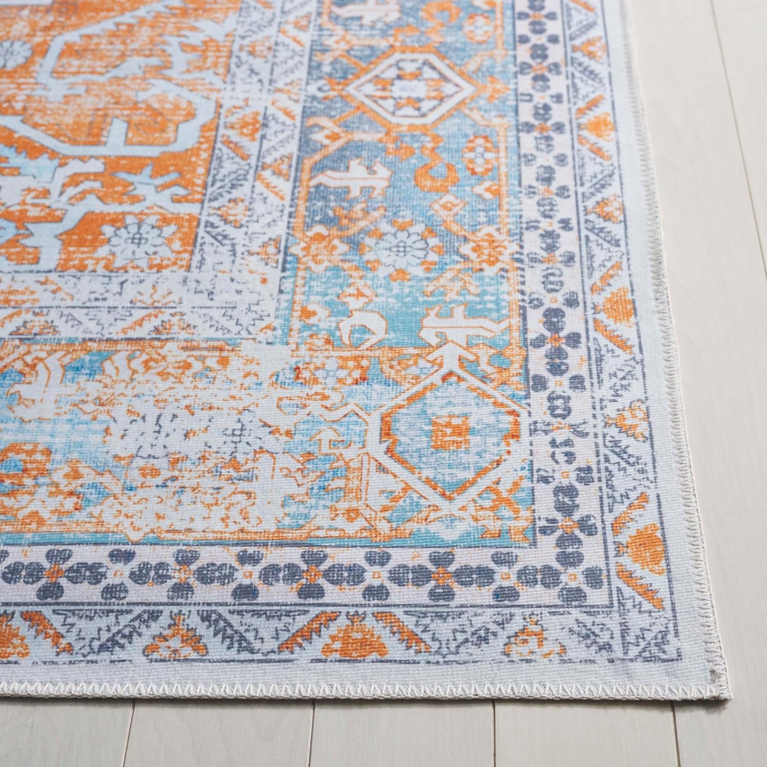 image:imageSafavieh Washable Rug Arizona Collection 8 x 10 Rust amp Grey Slip Resistant amp Easy to Clean Ideal for Living Room Bedroom Home Office Dining Space ARZ223QRustGrey