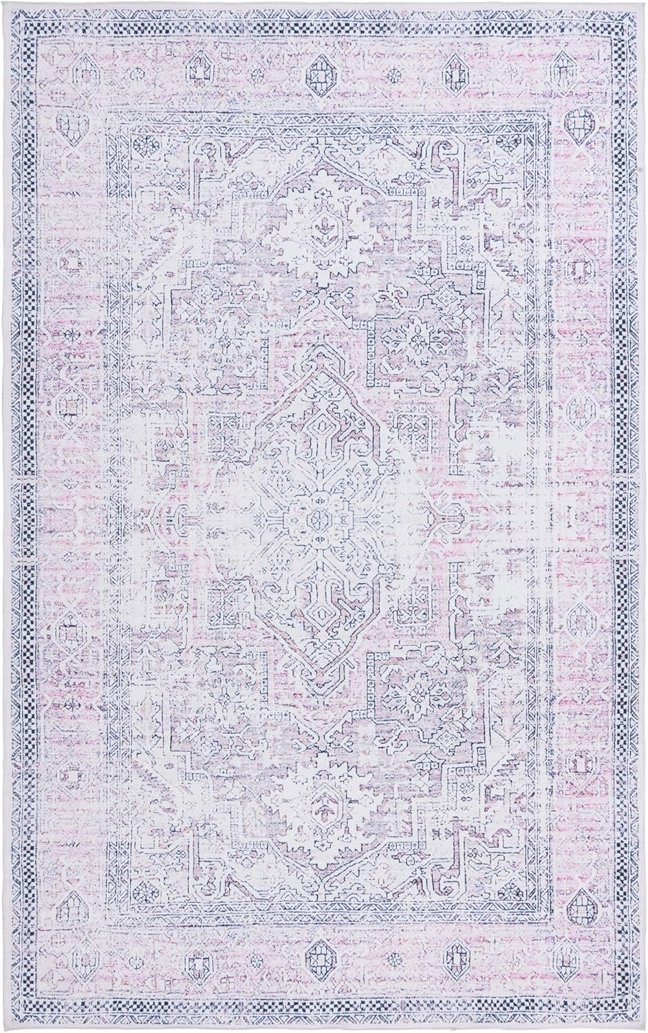 image:imageSafavieh Washable Rug Arizona Collection 8 x 10 Rust amp Grey Slip Resistant amp Easy to Clean Ideal for Living Room Bedroom Home Office Dining Space ARZ223QPinkBeige