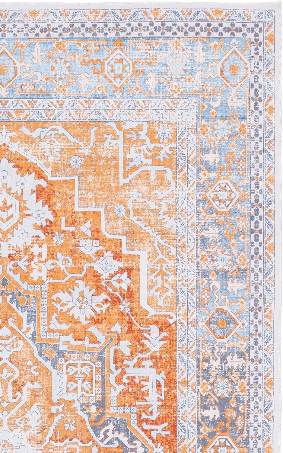 image:imageSafavieh Washable Rug Arizona Collection 8 x 10 Rust amp Grey Slip Resistant amp Easy to Clean Ideal for Living Room Bedroom Home Office Dining Space ARZ223QRustGrey