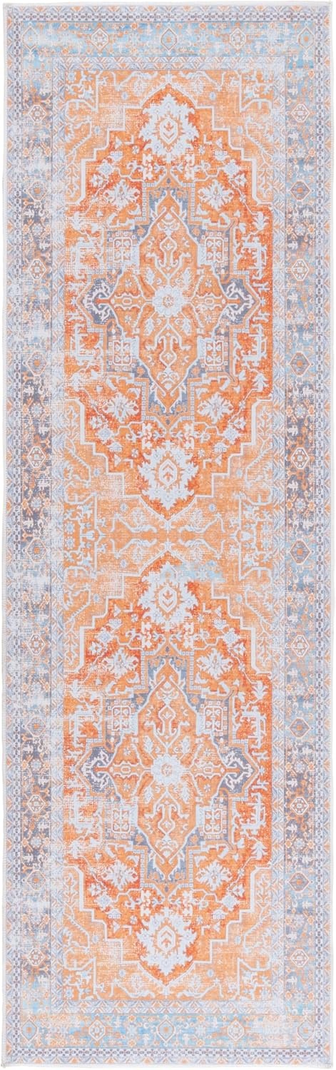 image:imageSafavieh Washable Rug Arizona Collection 8 x 10 Rust amp Grey Slip Resistant amp Easy to Clean Ideal for Living Room Bedroom Home Office Dining Space ARZ223QRustGrey