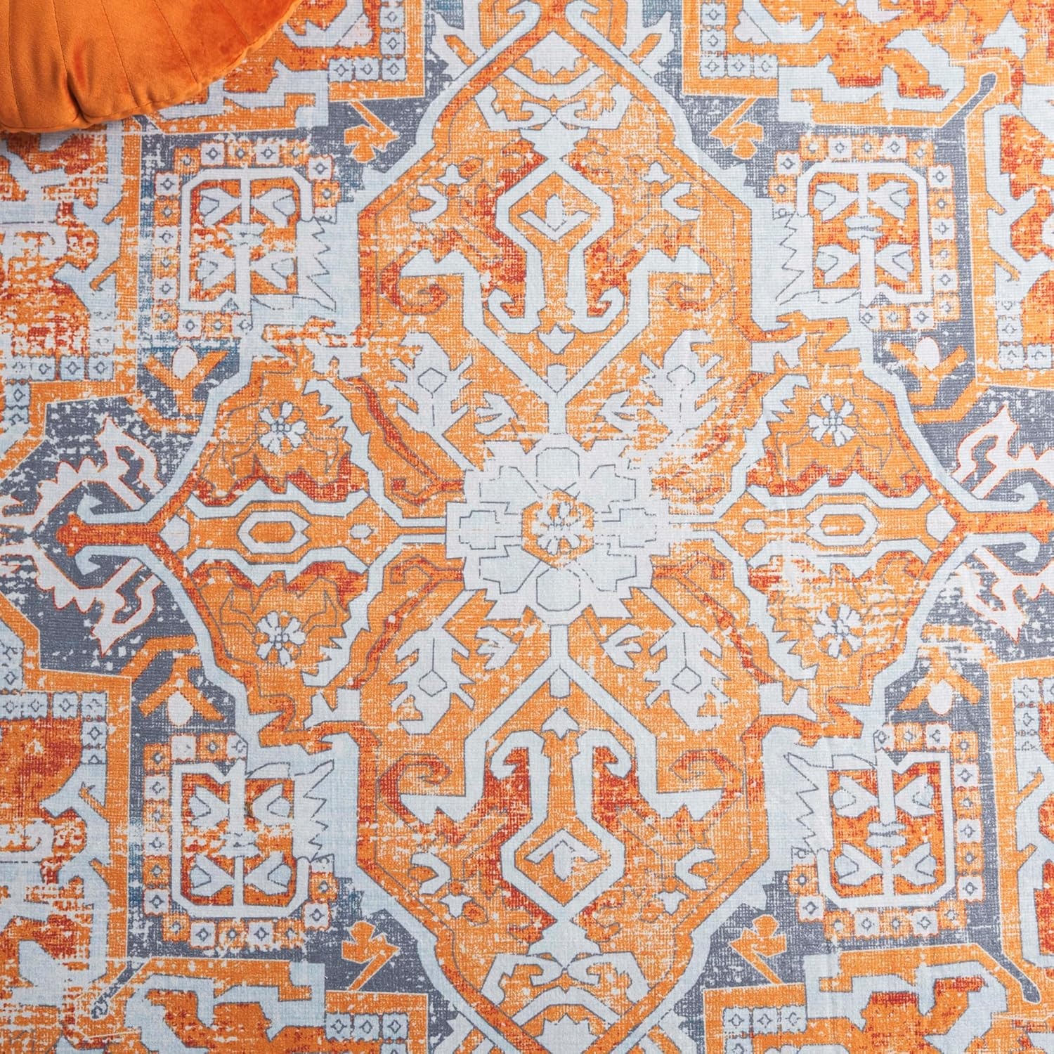 image:imageSafavieh Washable Rug Arizona Collection 8 x 10 Rust amp Grey Slip Resistant amp Easy to Clean Ideal for Living Room Bedroom Home Office Dining Space ARZ223QRustGrey