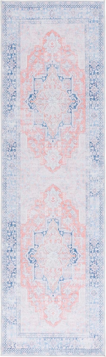 image:imageSafavieh Washable Rug Arizona Collection 8 x 10 Rust amp Grey Slip Resistant amp Easy to Clean Ideal for Living Room Bedroom Home Office Dining Space ARZ223QRustNavy
