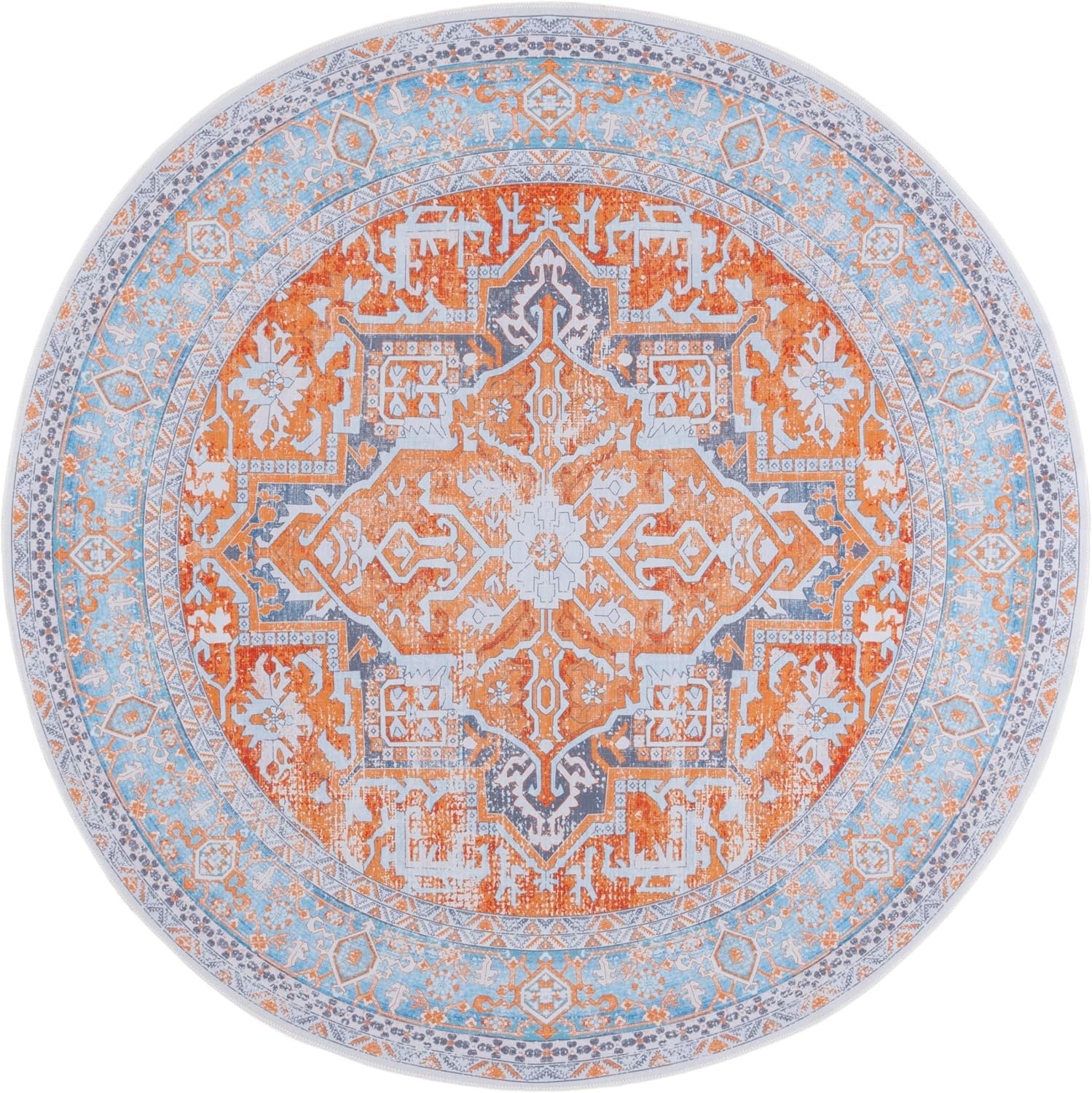 image:imageSafavieh Washable Rug Arizona Collection 8 x 10 Rust amp Grey Slip Resistant amp Easy to Clean Ideal for Living Room Bedroom Home Office Dining Space ARZ223QRustGrey