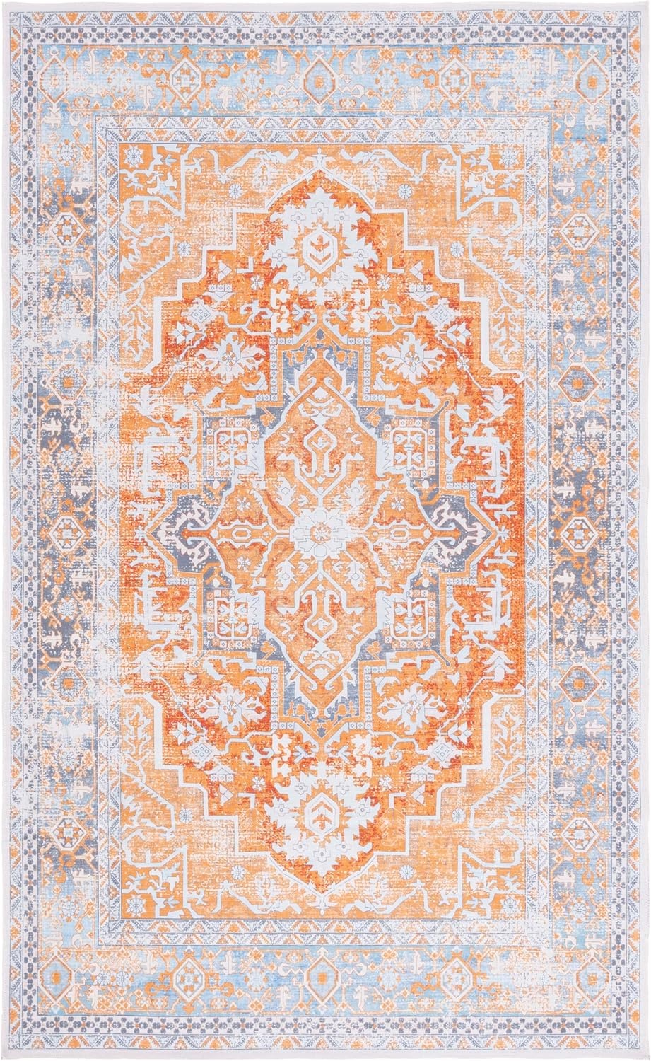 image:imageSafavieh Washable Rug Arizona Collection 8 x 10 Rust amp Grey Slip Resistant amp Easy to Clean Ideal for Living Room Bedroom Home Office Dining Space ARZ223QRustGrey