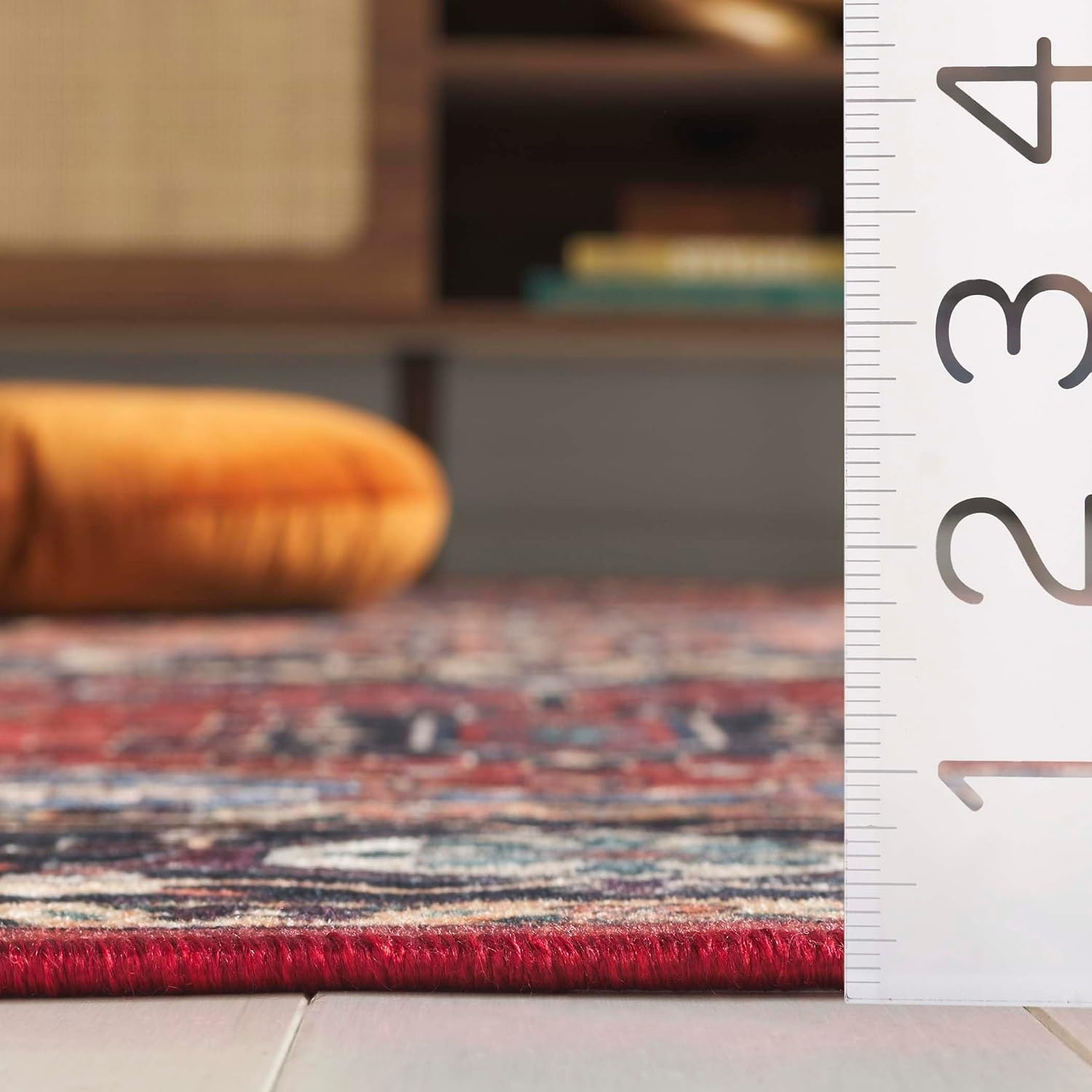 image:imageSafavieh Washable Rug Orlando Collection 5 x 76 Rust amp Blue NonShedding amp Easy to Clean Ideal for Living Room Bedroom Dining Space ORL762PRustBlue