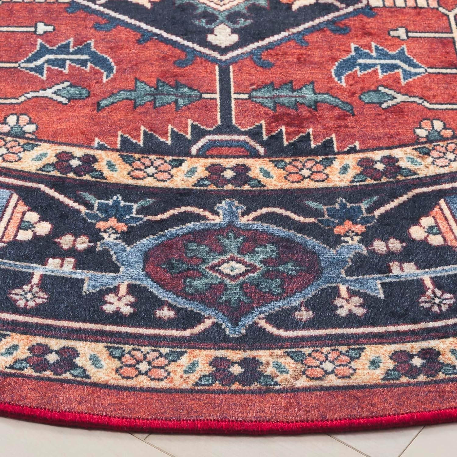 image:imageSafavieh Washable Rug Orlando Collection 5 x 76 Rust amp Blue NonShedding amp Easy to Clean Ideal for Living Room Bedroom Dining Space ORL762PRustBlue