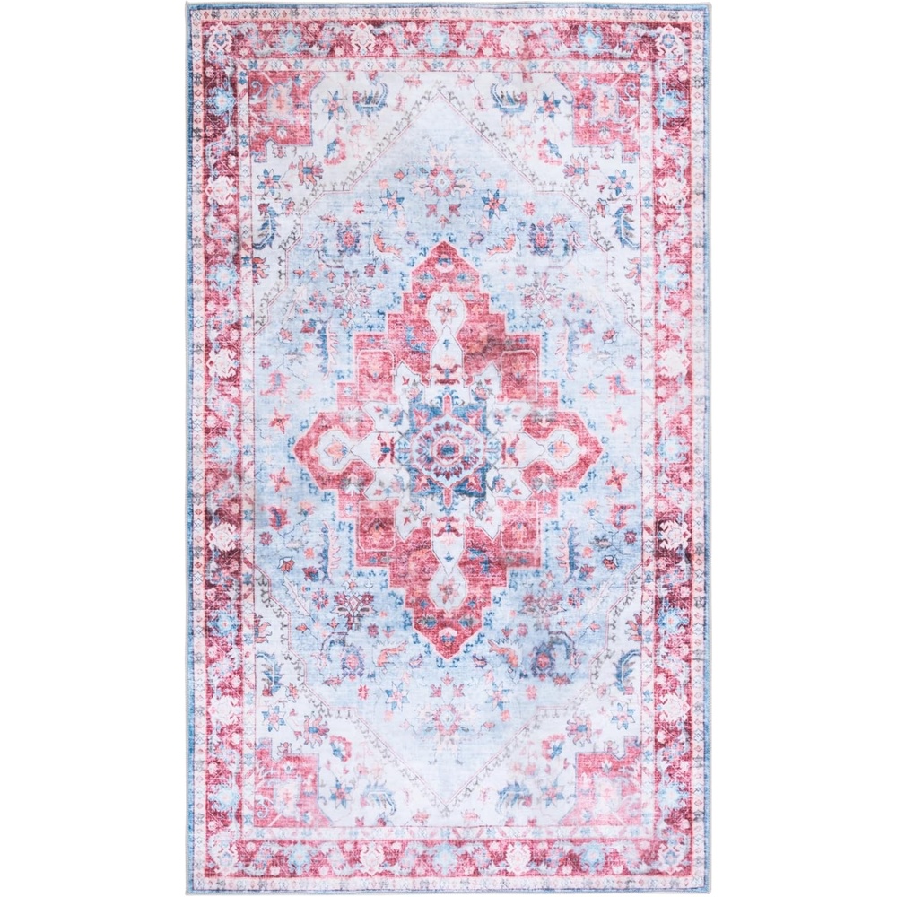 image:imageMartha Stewart x SAFAVIEH Machine Washable Area Rug Collection 5 x 7 Red amp Blue Slip Resistant amp Easy Cleaning Ideal for Ideal for Living Room Bedroom Dining Space MSRW148MRedBlue