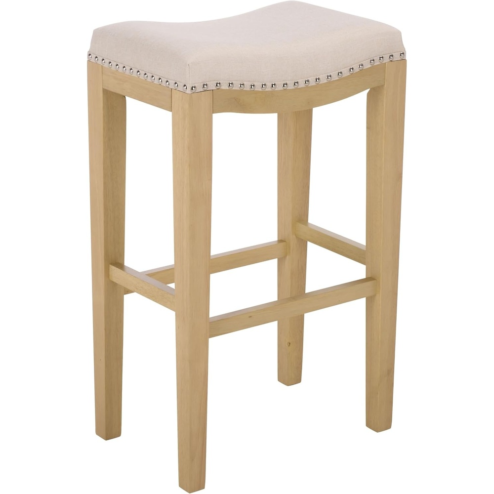 image:imageSAFAVIEH Furniture Amabi 30Inch Bar Stool Cream Linen amp Natural Brown Legs Solid Wood Ideal for Kitchen Dining Room BST5602ACreamNatural