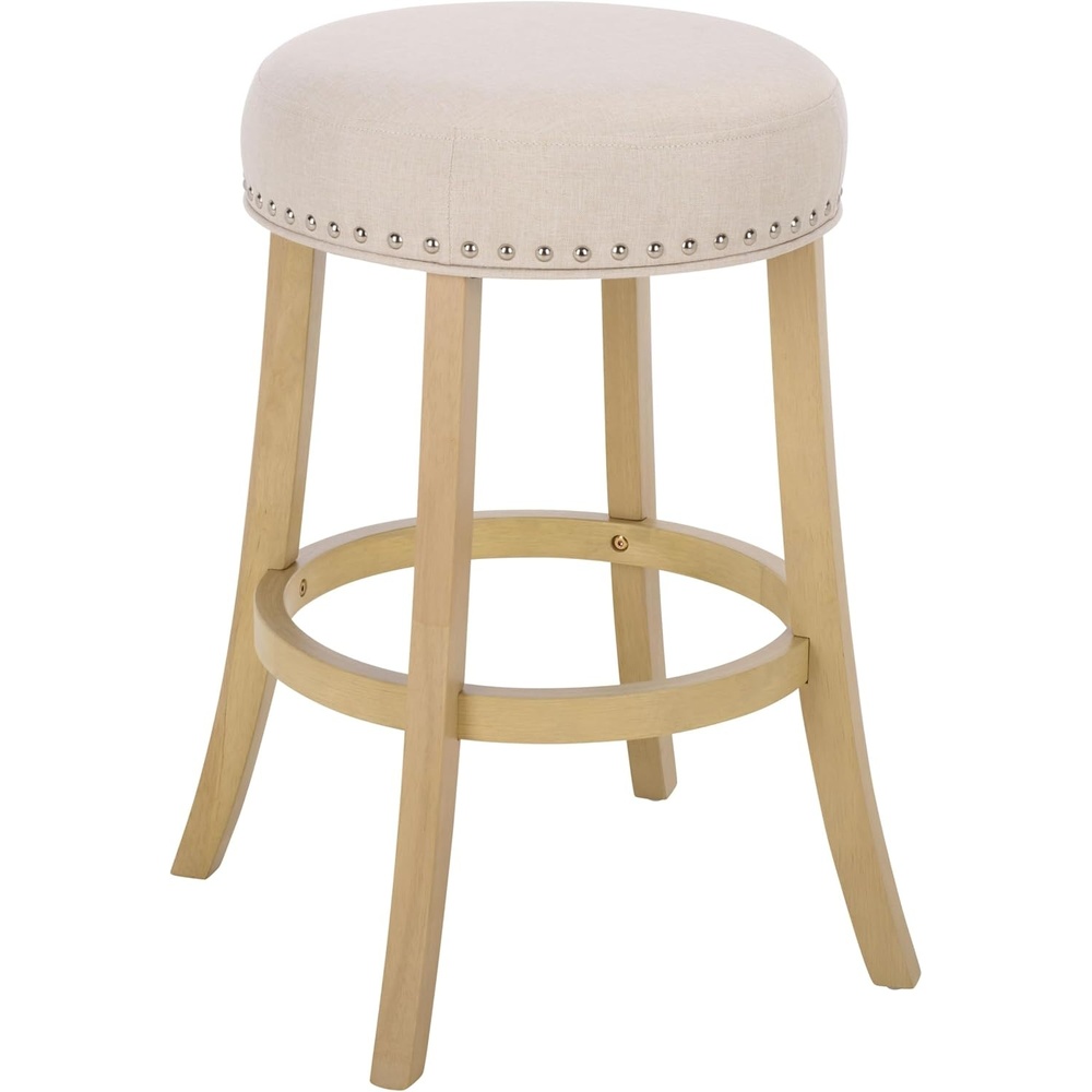 image:imageSAFAVIEH Furniture Amato 26Inch Counter Stool Grey Linen amp Black Legs Solid Wood Ideal for Kitchen Dining Room BST5600BCreamNatural