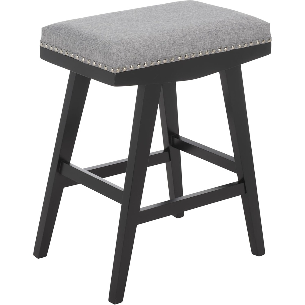 image:imageSAFAVIEH Furniture Minato 26Inch Counter Stool Grey Linen amp Black Legs Solid Wood Ideal for Kitchen Dining Room BST5601BGreyBlack
