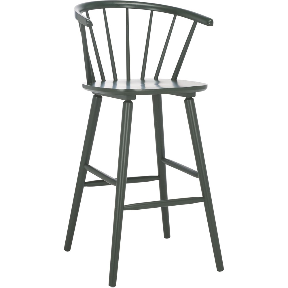 image:imageSAFAVIEH Home Collection Blanchard Farmhouse NaturalWhite Solid Wood Windsor Spindle 29inch Seat Height Bar Stool Set of 2Garden Green