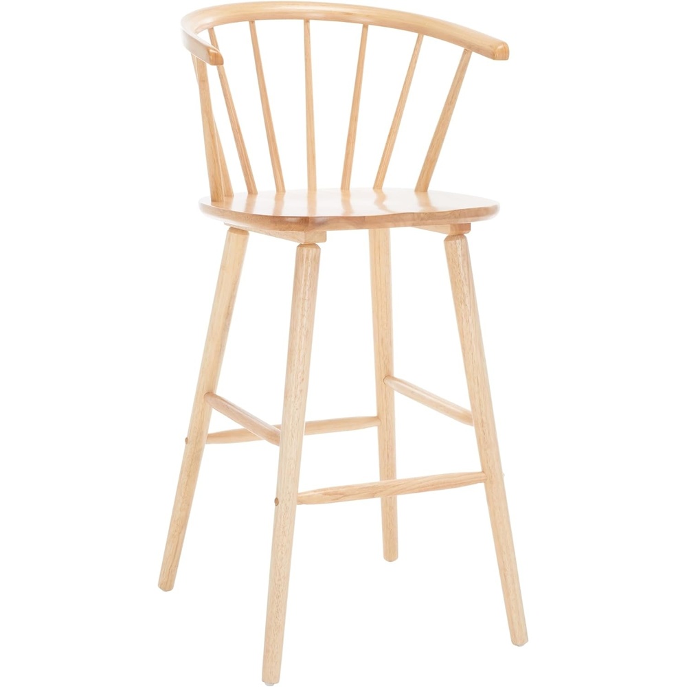 image:imageSAFAVIEH Home Collection Blanchard Farmhouse NaturalWhite Solid Wood Windsor Spindle 29inch Seat Height Bar Stool Set of 2Natural