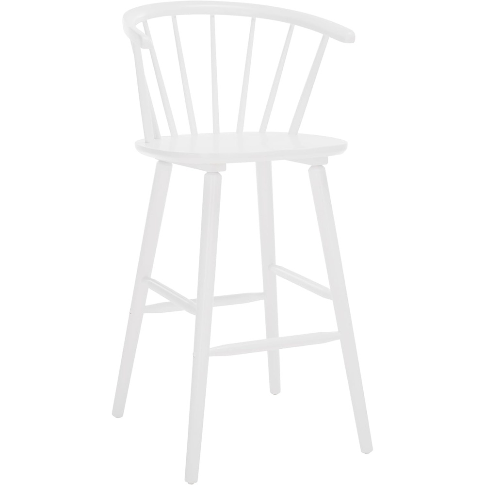 image:imageSAFAVIEH Home Collection Blanchard Farmhouse NaturalWhite Solid Wood Windsor Spindle 29inch Seat Height Bar Stool Set of 2White