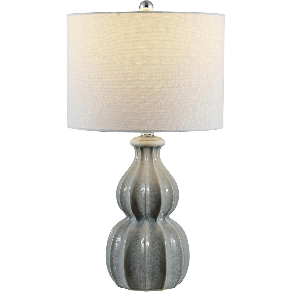 image:imageSAFAVIEH Lighting Collection Wade Grey Double Gourd Ceramic Table Lamp 26Inch Accent Lamp for Bedroom Living Room Home Office TBL4274AGray