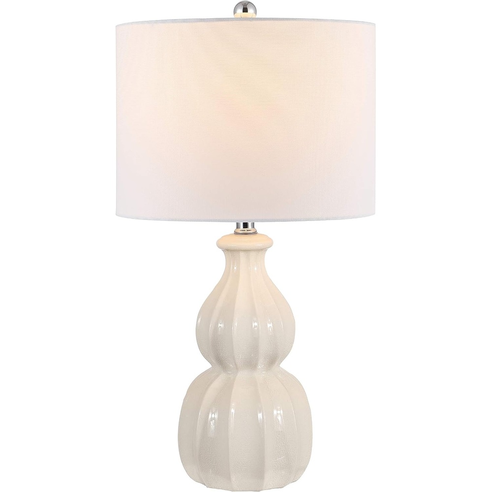 image:imageSAFAVIEH Lighting Collection Wade Grey Double Gourd Ceramic Table Lamp 26Inch Accent Lamp for Bedroom Living Room Home Office TBL4274AIvory