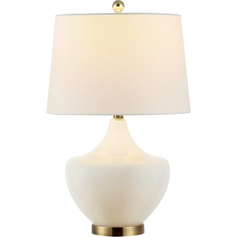 image:imageSAFAVIEH Lighting Collection Demra White 25inch Bedroom Living Room Home Office Desk Nightstand Table Lamp LED Bulb Included