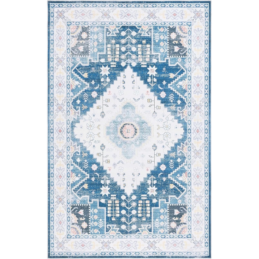 image:imageSAFAVIEH Washable Rug Arizona Collection 5 x 8 Grey Green amp Ivory Slip Resistant amp Easy to Clean Ideal for Living Room Bedroom Home Office Dining Space ARZ107FNavyIvory
