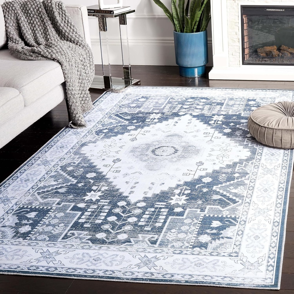 image:imageSAFAVIEH Washable Rug Arizona Collection  5 x 8 Grey Green amp Ivory Slip Resistant amp Easy to Clean Ideal for Living Room Bedroom Home Office Dining Space ARZ107FGrey GreenIvory