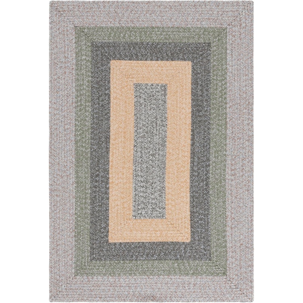 image:imageSAFAVIEH Washable Rug Outdoor Braided Collection 6 x 9 Oval Brown amp Light Brown Handmade amp Reversible NonShedding amp Easy to Clean Ideal for Patio Backyard Mudroom BRD318SGreyGreen
