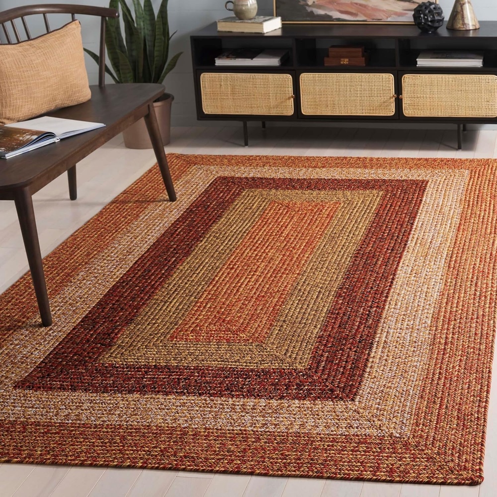 image:imageSAFAVIEH Washable Rug Outdoor Braided Collection  6 x 9 Oval Brown amp Light Brown Handmade amp Reversible NonShedding amp Easy to Clean Ideal for Patio Backyard Mudroom BRD318SRustRed
