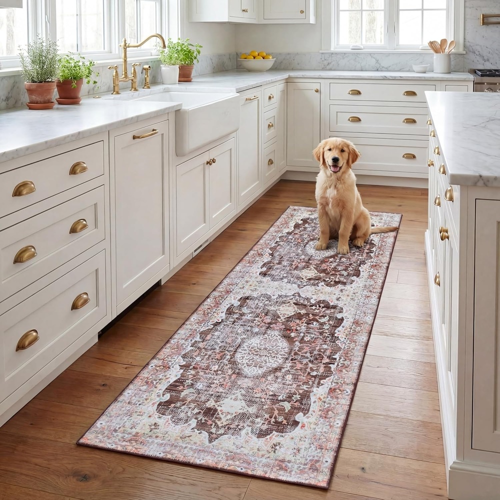 image:imageSAFAVIEH Washable Rug Tucson Collection 5 x 8 Fuchsia amp Purple Slip Resistant amp Easy to Clean Ideal for Living Room Bedroom Dining Space TSN206PBrownGold