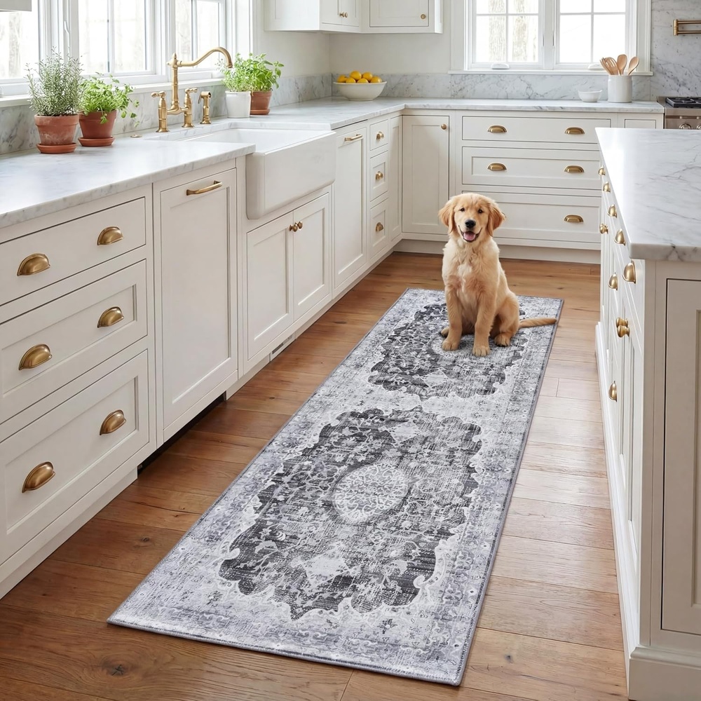 image:imageSAFAVIEH Washable Rug Tucson Collection 5 x 8 Fuchsia amp Purple Slip Resistant amp Easy to Clean Ideal for Living Room Bedroom Dining Space TSN206PDark GreyLight Grey