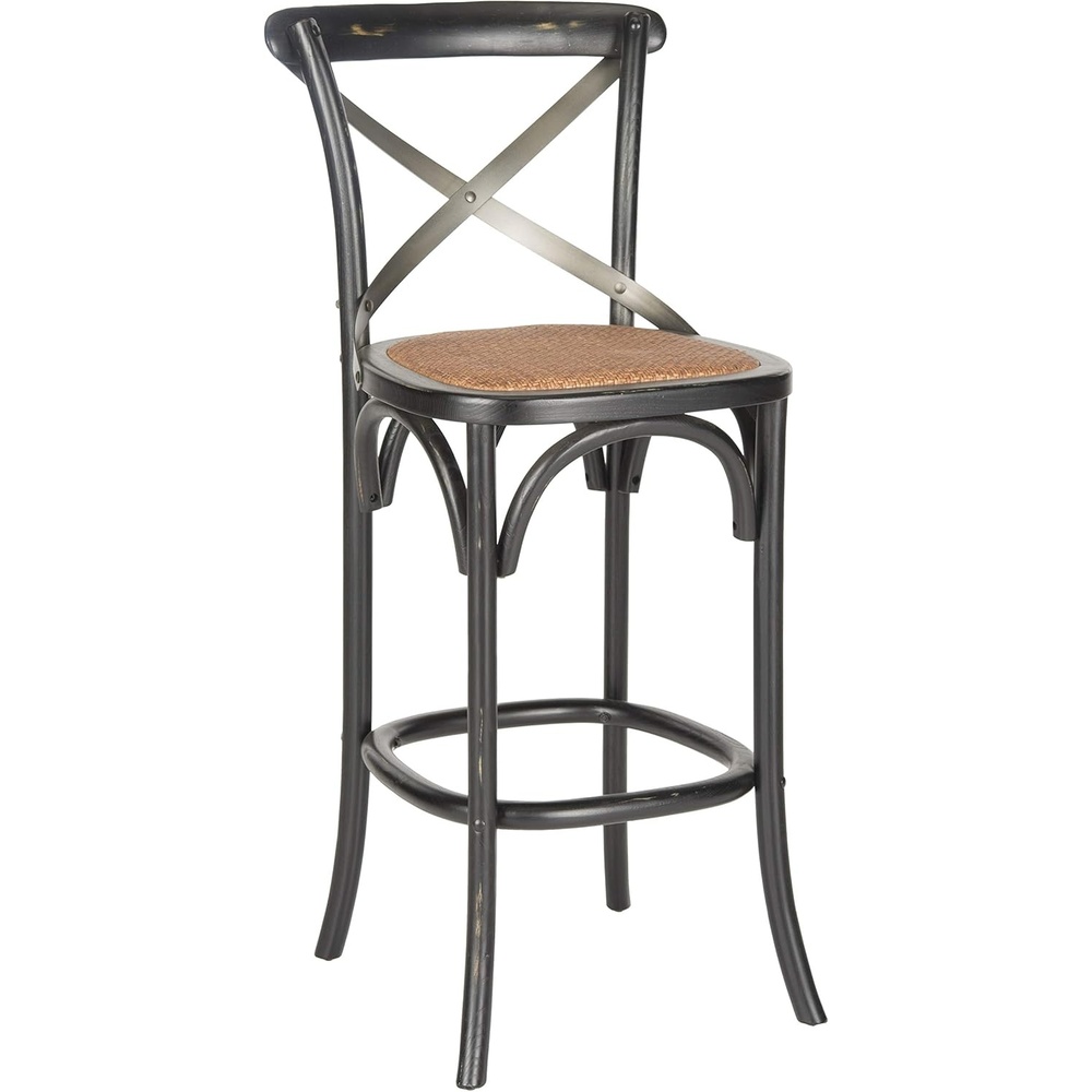 image:imageSafavieh American Homes Collection Eleanor Weathered Oak 307inch Bar StoolBlack