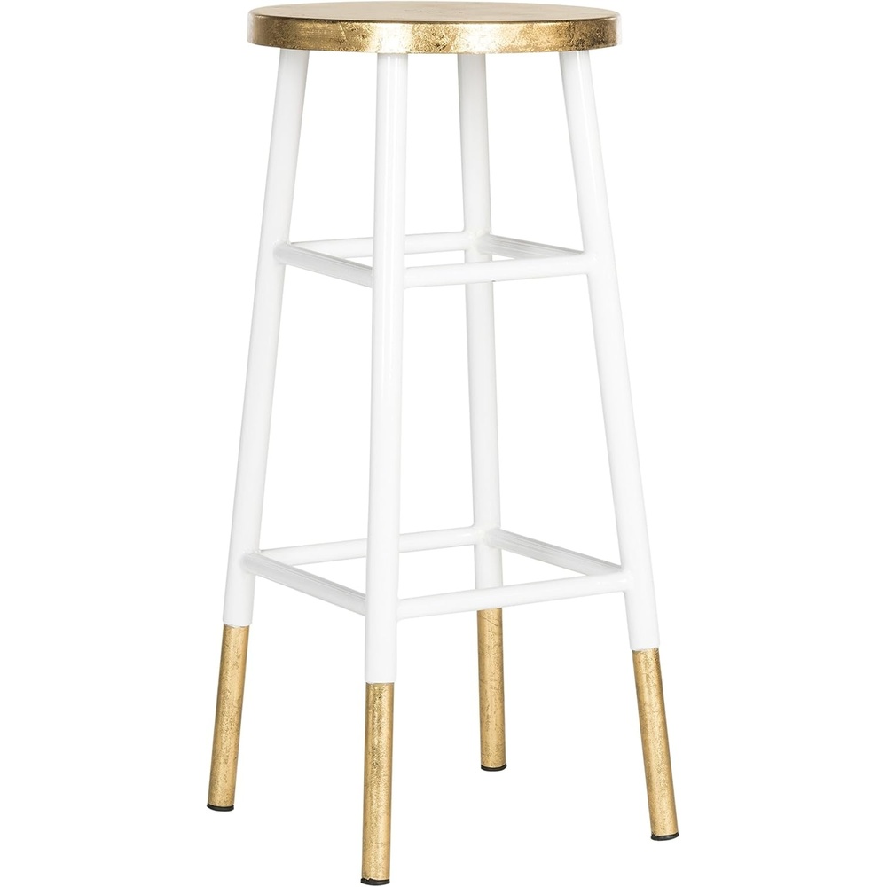 image:imageSafavieh Home Collection Emery White and Dipped Gold Leaf 30inch BarstoolWhite Gold