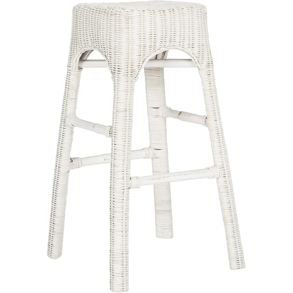 image:imageSafavieh Home Collection Percy White Rattan 30inch Bar Stool