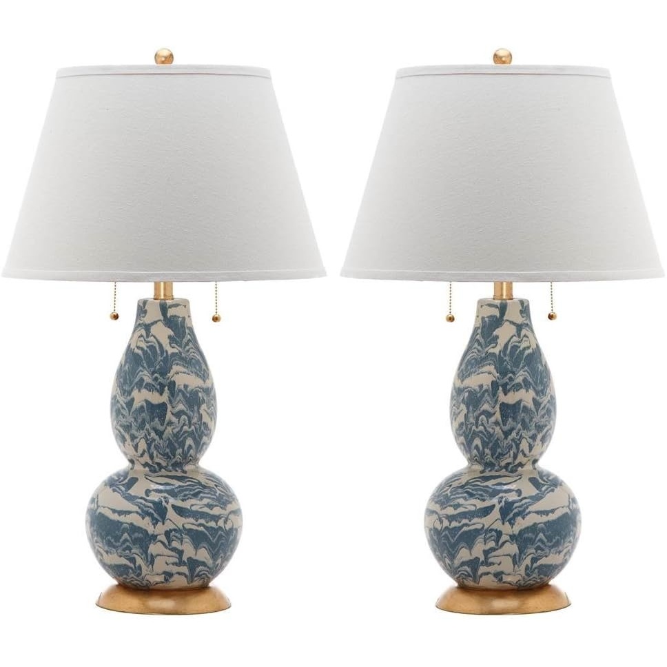 image:imageSafavieh Lighting Collection Color Swirls Glass Blue and White Table Lamp Set of 2BlueWhite  Set of 2