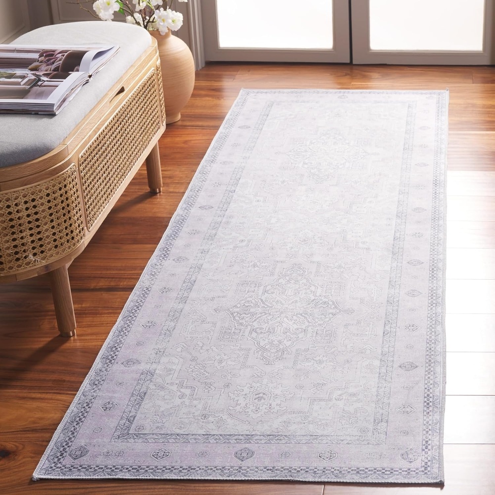 image:imageSafavieh Washable Rug Arizona Collection 8 x 10 Rust amp Grey Slip Resistant amp Easy to Clean Ideal for Living Room Bedroom Home Office Dining Space ARZ223QPinkBeige