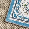 Martha Stewart x SAFAVIEH Machine Washable Area Rug Collection – 5′ x 7′, Turquoise & Beige, Slip Resistant & Easy Cleaning, Ideal for Ideal for Living Room, Bedroom, Dining Space (MSRW136K)(Turquoise/Beige)