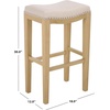 SAFAVIEH Furniture – Amabi 30-Inch Bar Stool – Cream Linen & Natural Brown Legs – Solid Wood – Ideal for Kitchen, Dining Room (BST5602A)(Cream/Natural)