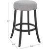 SAFAVIEH Furniture – Mumbai 29-Inch Bar Stool – Grey Linen Seat & Black Legs – Solid Wood with Nailhead Trim – Ideal for Kitchen, Dining Room, Bar Seating (BST5606B)(Grey/Black)