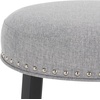 SAFAVIEH Furniture – Mumbai 29-Inch Bar Stool – Grey Linen Seat & Black Legs – Solid Wood with Nailhead Trim – Ideal for Kitchen, Dining Room, Bar Seating (BST5606B)(Grey/Black)