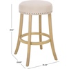SAFAVIEH Furniture – Mumbai 29-Inch Bar Stool – Grey Linen Seat & Black Legs – Solid Wood with Nailhead Trim – Ideal for Kitchen, Dining Room, Bar Seating (BST5606B)(Cream/Natural)