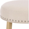 SAFAVIEH Furniture – Mumbai 29-Inch Bar Stool – Grey Linen Seat & Black Legs – Solid Wood with Nailhead Trim – Ideal for Kitchen, Dining Room, Bar Seating (BST5606B)(Cream/Natural)