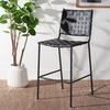 SAFAVIEH Home Collection Bahari White Woven Leather/Black 26-inch Kitchen Island Breakfast Nook Counter Stool (Fully Assembled)(Black)