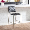 SAFAVIEH Home Collection Bahari White Woven Leather/Black 26-inch Kitchen Island Breakfast Nook Counter Stool (Fully Assembled)(Black/Silver)