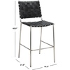 SAFAVIEH Home Collection Bahari White Woven Leather/Black 26-inch Kitchen Island Breakfast Nook Counter Stool (Fully Assembled)(Black/Silver)