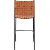 SAFAVIEH Home Collection Bahari White Woven Leather/Black 26-inch Kitchen Island Breakfast Nook Counter Stool (Fully Assembled)(Cognac/Black)