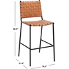 SAFAVIEH Home Collection Bahari White Woven Leather/Black 26-inch Kitchen Island Breakfast Nook Counter Stool (Fully Assembled)(Cognac/Black)