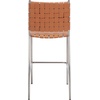 SAFAVIEH Home Collection Bahari White Woven Leather/Black 26-inch Kitchen Island Breakfast Nook Counter Stool (Fully Assembled)(Cognac/Silver)