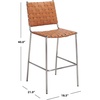 SAFAVIEH Home Collection Bahari White Woven Leather/Black 26-inch Kitchen Island Breakfast Nook Counter Stool (Fully Assembled)(Cognac/Silver)