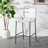 SAFAVIEH Home Collection Bahari White Woven Leather/Black 26-inch Kitchen Island Breakfast Nook Counter Stool (Fully Assembled)(White/Black)