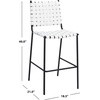 SAFAVIEH Home Collection Bahari White Woven Leather/Black 26-inch Kitchen Island Breakfast Nook Counter Stool (Fully Assembled)(White/Black)