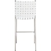 SAFAVIEH Home Collection Bahari White Woven Leather/Black 26-inch Kitchen Island Breakfast Nook Counter Stool (Fully Assembled)(White/Silver)