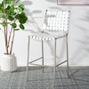 SAFAVIEH Home Collection Bahari White Woven Leather/Black 26-inch Kitchen Island Breakfast Nook Counter Stool (Fully Assembled)(White/Silver)