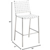 SAFAVIEH Home Collection Bahari White Woven Leather/Black 26-inch Kitchen Island Breakfast Nook Counter Stool (Fully Assembled)(White/Silver)
